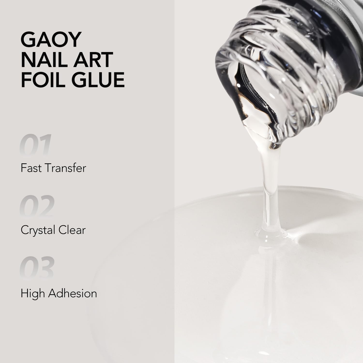 GAOY 16ml Nail Foil Glue, High Adhesion Foil Transfer Gel, UV Nail Polish | High Adhesion Formula, Works with Nail Foils, Nail Stickers & Stamping Plates, UV/LED Cure Required, Easy DIY Nail Art