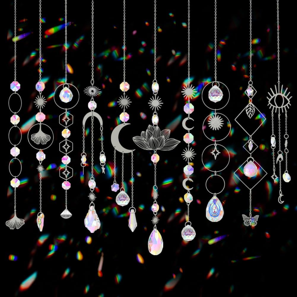 Buy now 6Pieces Colorful Crystals Suncatcher Hanging for Window Crystal Ball Prism Rainbow Maker Pendants for Garden Christmas Tree Wedding Party Patio Backyard Car Home Indoor Outdoor Decoration Silver B 10 at indiglob india