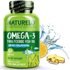 NATURELO Burpless Omega 3 Fish Oil Supplement, 1100mg, 60 Softgels | Triglyceride omega-3, omega 3 DHA EPA, liquid fish oil, 2 months supply