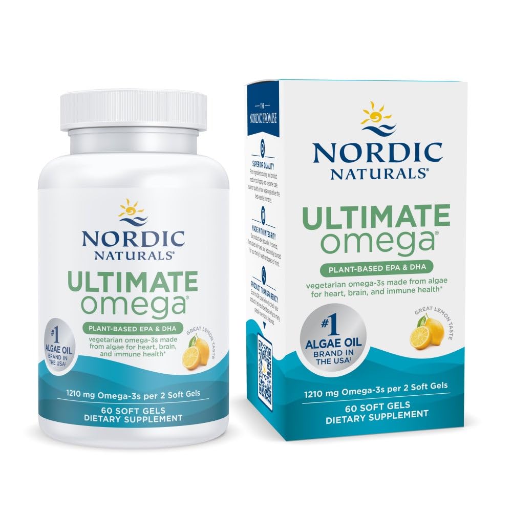 Nordic Naturals Vegan Omega-3, Algae-Based - 1210mg EPA+DHA - 60 Soft Gels