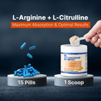 | 5,500mg L-Arginine Plus L-Citrulline 1,100mg Orange Powder Drink Mix Supplement for Increased Nitric Oxide Production