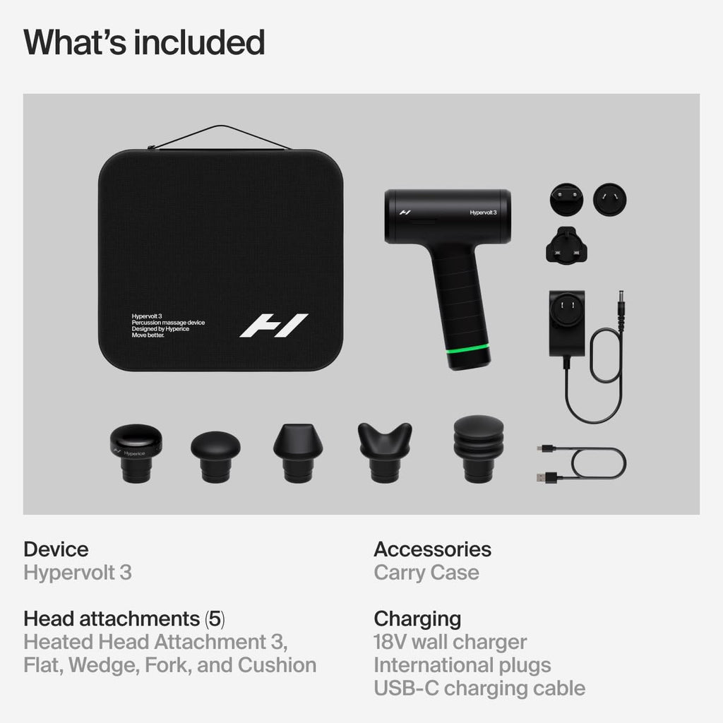 Hyperice Hypervolt 3 Percussion Massage Gun Heated Head Premium Carry Case