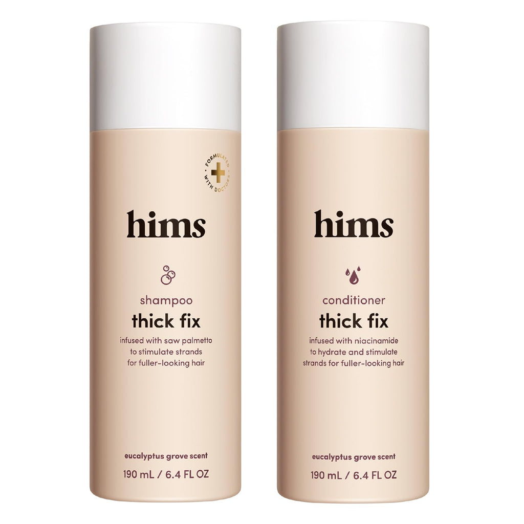 hims Thick Fix Shampoo & Conditioner, Saw Palmetto, Eucalyptus, 6.4 fl oz | Saw Palmetto for Healthy Hair Growth and Thickening, Scalp Cleansing, Vegan, Sulfate-Free, and Cruelty-Free