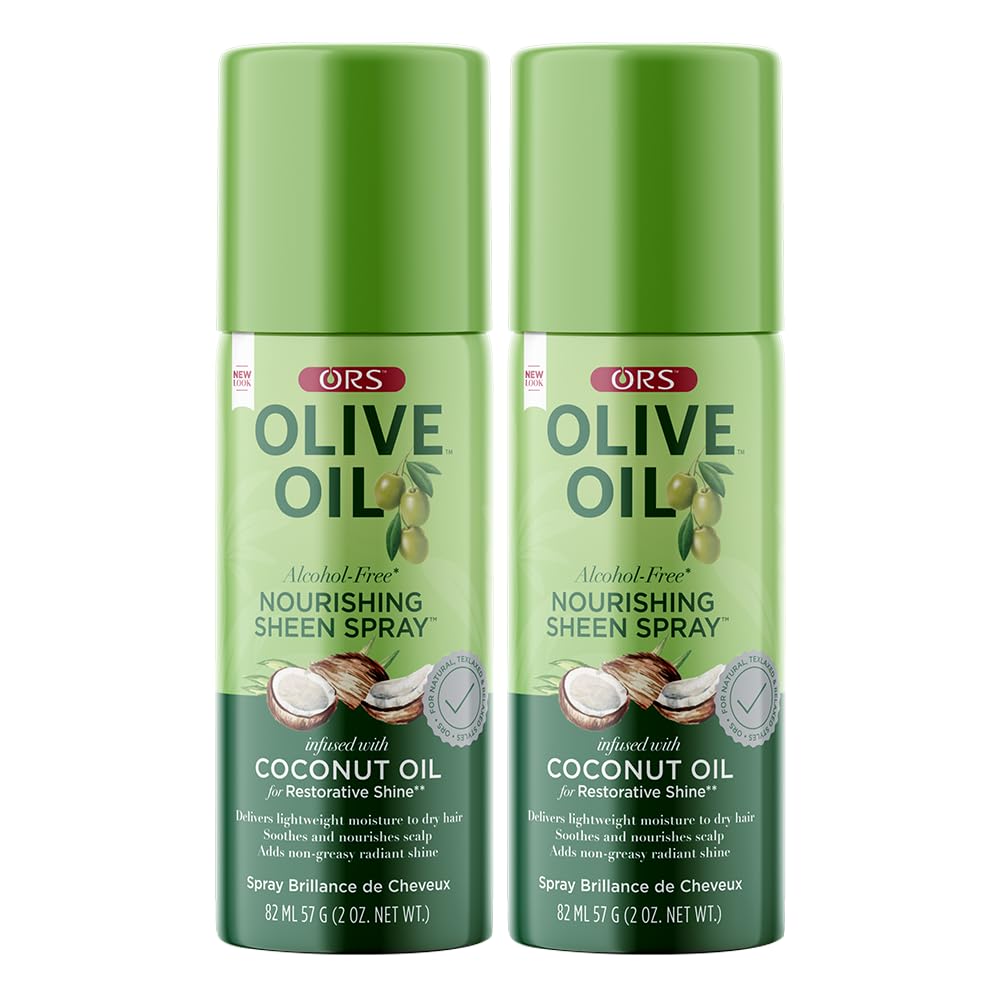 ORS Olive Oil Nourishing Sheen Spray with Coconut Oil for Restorative Shine 2 Ounces - Travel Size