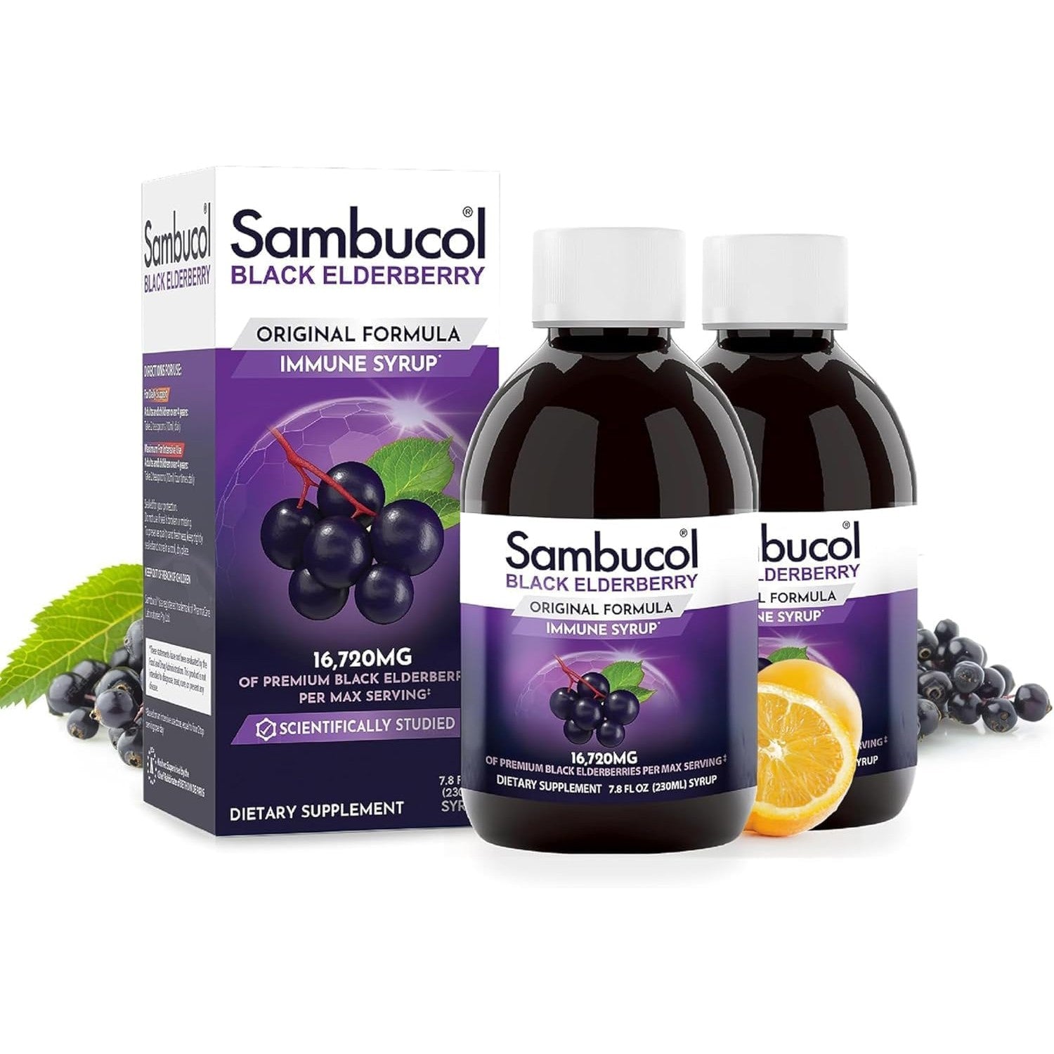 Sambucol Black Elderberry Syrup - Original Formula - 7.8 Fl Oz, 2 Pack | Black Elderberry Liquid, Immune Support for Kids and Adults, High Antioxidants, Gluten Free