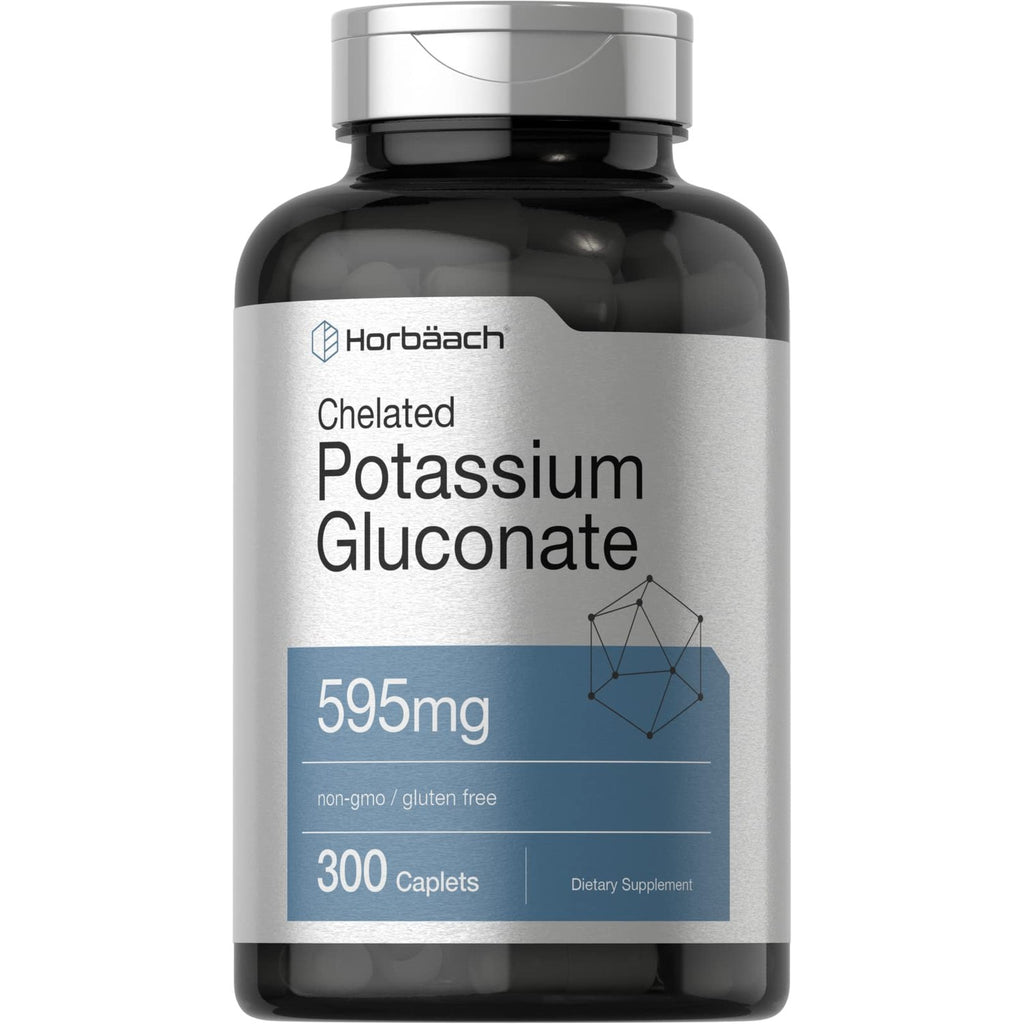 Horbäach Chelated Potassium Gluconate Supplement | 595 mg | 300 Caplets