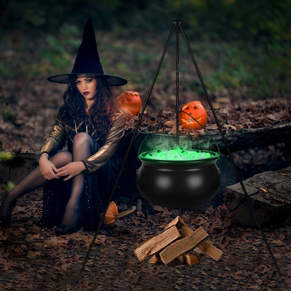 Halloween Decorations Outdoor,Large Witches Cauldron on Tripod with Light