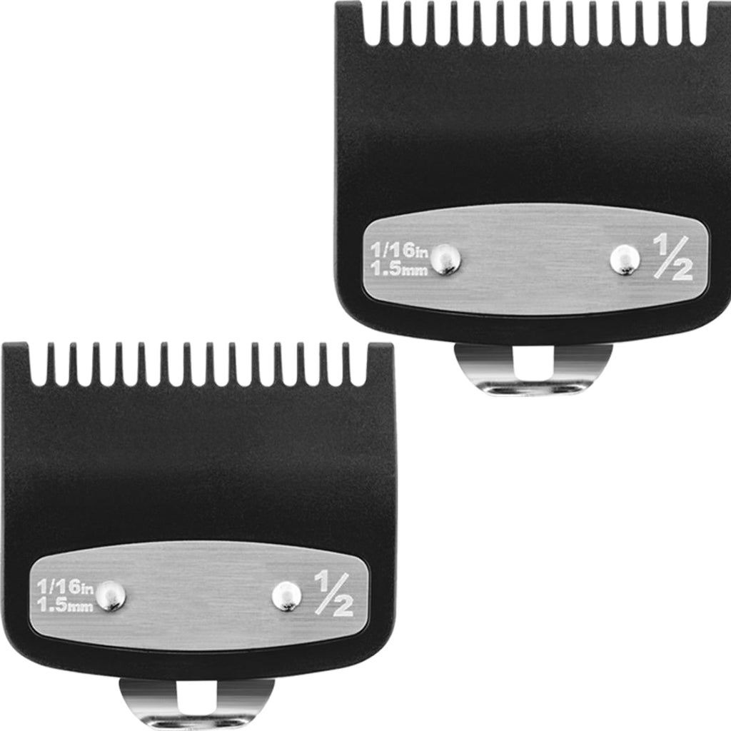 2 Pack Replacement for Wahl Clipper Guards Set Compatible with wahl 1/2 clipper guards,Metal Guide Comb Attachment 1/16" (1.5 mm), for Barbers and Stylists,Black ﻿