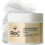RoC Resurfacing Disks, Line Smoothing Exfoliating Makeup Remover Pads 28 CT | Disks for wrinkles and skin tone, self-foaming exfoliating face pads with glycerin, textured + smooth sides, non-comedogenic