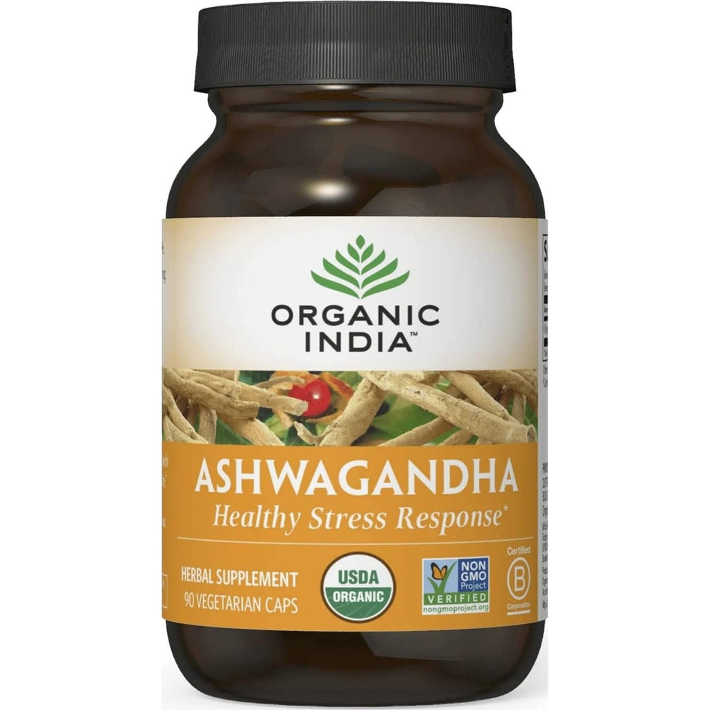 ORGANIC INDIA Ashwagandha Capsules - Organic Ashwagandha Supplement - Vegan Ashwagandha Root, Gluten-Free, Kosher, Non-GMO, Supports Stress Relief, Energy, and Sleep - 90 Capsules