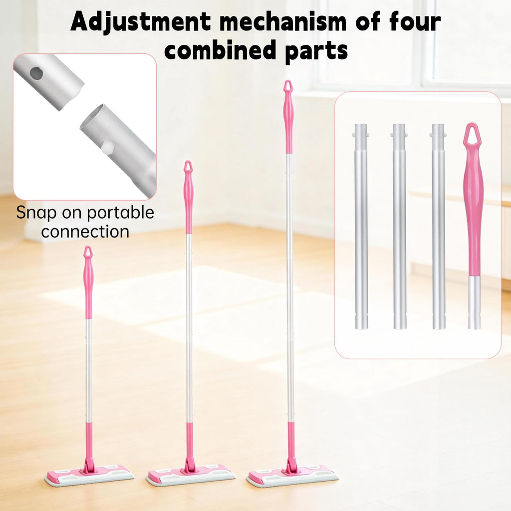 Mop Handle Compatible with Swiffer, Detachable Pink Extra Long Mop Handle for Swiffer