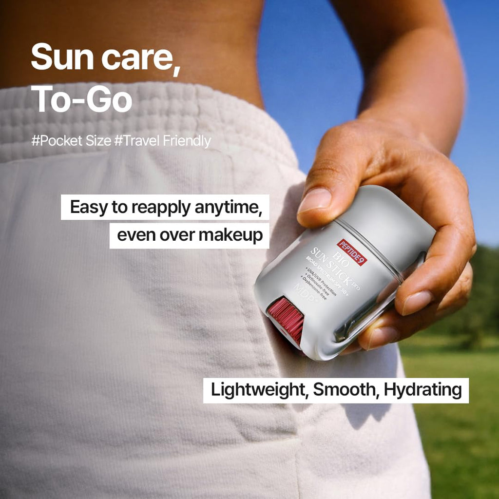 MDP+ Peptide 9 Bio Sunstick Pro | Korean Sunscreen Stick SPF 50+, Lightweight, Non-Greasy Broad Spectrum UV Protection for Face & Body