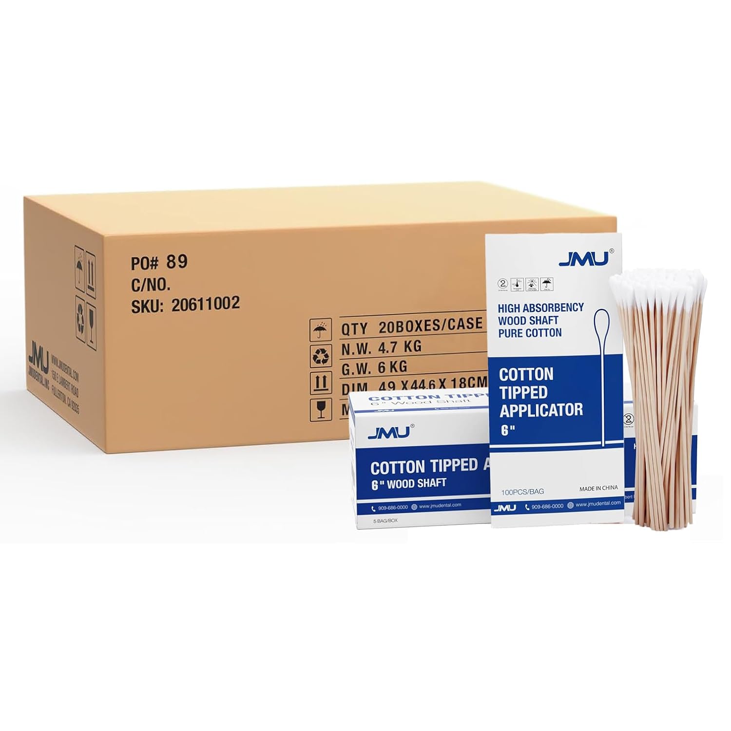 Buy now JMU Medical Cotton Swabs, Cotton Swabs with Wooden Sticks, 1000 Count 6 Inch(Pack of 10000) at indiglob india