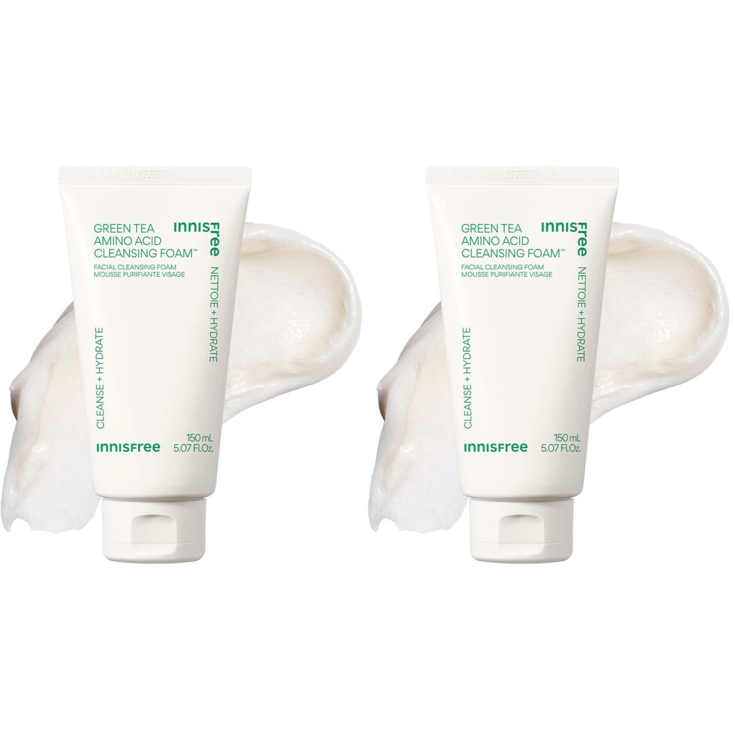 innisfree Green Tea Amino Acid Cleansing Foam, Sulfate-Free Hydrating Korean Face Wash, Gentle Lather, pH-Balanced Skincare