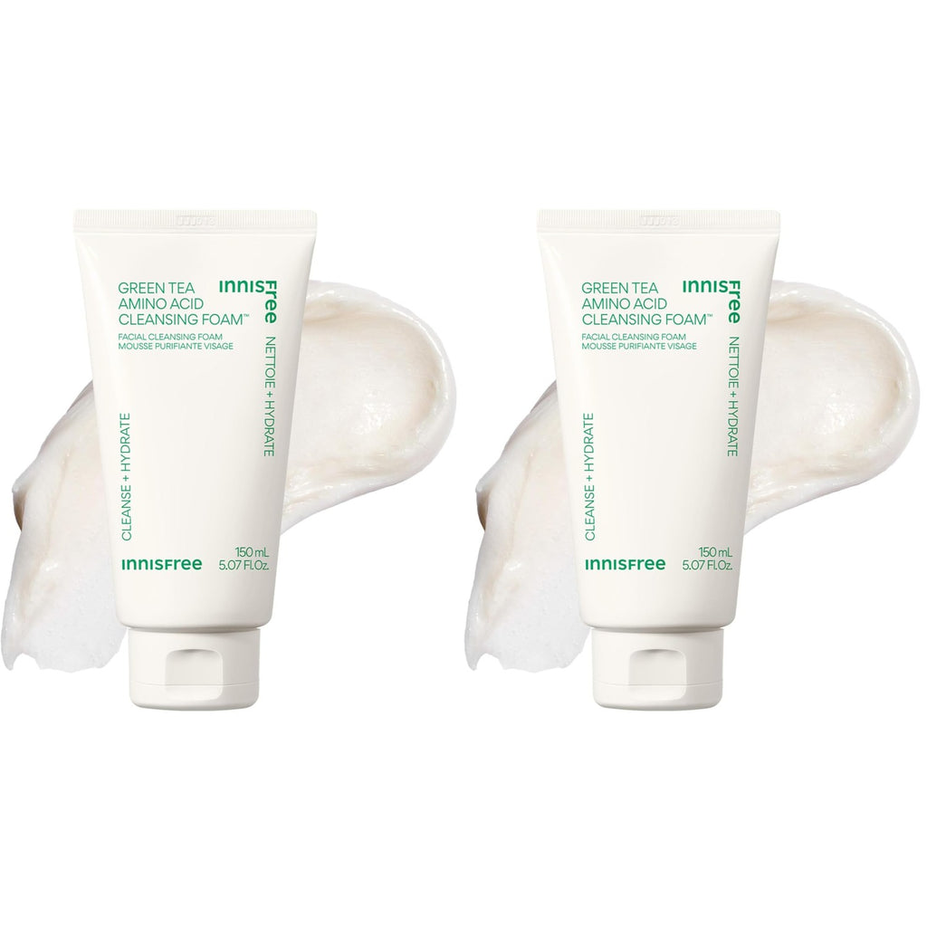 innisfree Green Tea Amino Acid Cleansing Foam, Sulfate-Free Hydrating Korean Face Wash, Gentle Lather, pH-Balanced Skincare