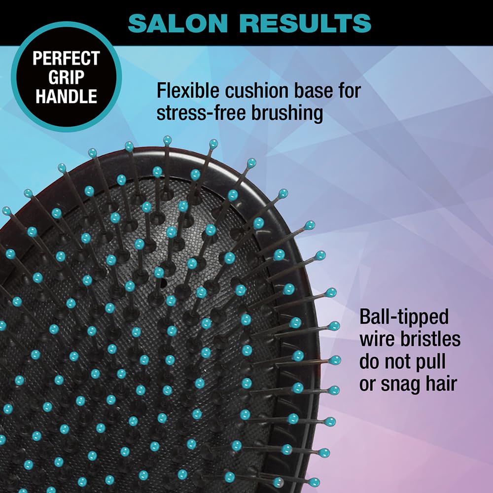 Conair Salon Results Hair Brush, Detangling Hair Brush for Men and Women, For All Hair Types, Metal Bristles and Cushion Base