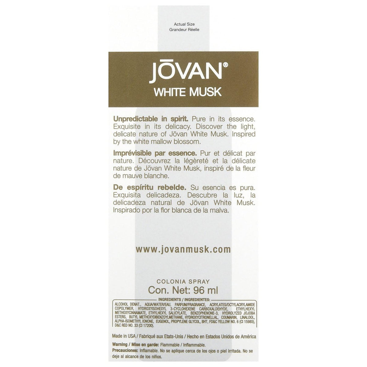 Jovan White Musk By Jovan For Women. Cologne Spray 3.25 Oz.