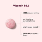 Micro Ingredients Vitamin B12 5,000 mcg | Methylcobalamin – 240 Chewable Tablets | Fast Dissolve, Natural Strawberry Flavor | Vegan, Non-GMO, Gluten Free