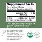 Organic Lugol's Iodine Liquid Drops Supplement - 2% Thyroid Non-GMO 2 Oz | Earth Harmony Iodine Supplement, Potassium Iodide, Thyroid Support, 3000mcg