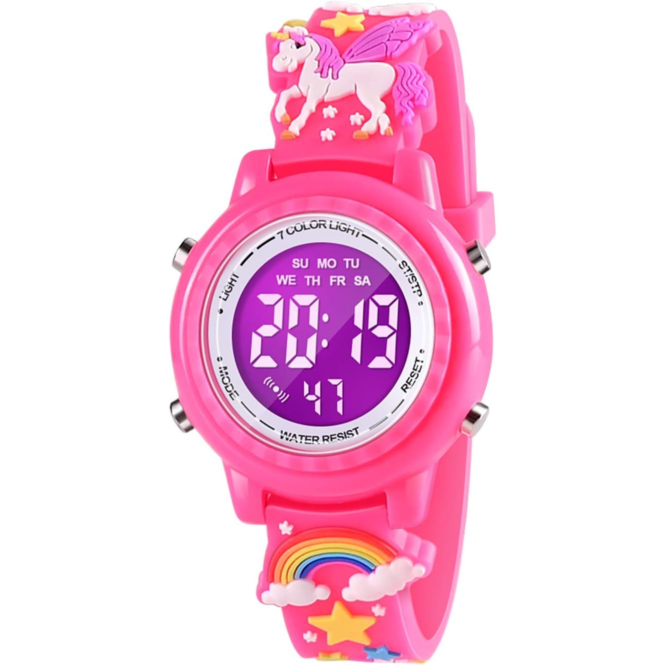 Buy now 3D Cartoon Waterproof Kids Watches with Alarm - Best Toys Gifts for Girls Age 3-10 Rose Red at indiglob india