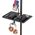 Buy now Functional Microphone Stand Tray with Adjustable Mic Stand Phone Holder - 8.7"x6.5" Mic Stand Tray Shelf Clamp-On Music Stand Accessory for Live Streaming Karaoke Recording at indiglob india