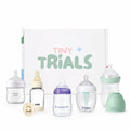 Baby Bottle Trial Pack Variety Box for Newborns – 5 Bottles & 1 Pacifier Featuring Bibs, Lansinoh, Philips Avent, Dr. Talbot's & Shimi – Anti-Colic, Breastfeeding-Friendly Registry Gift, Tiny Trials
