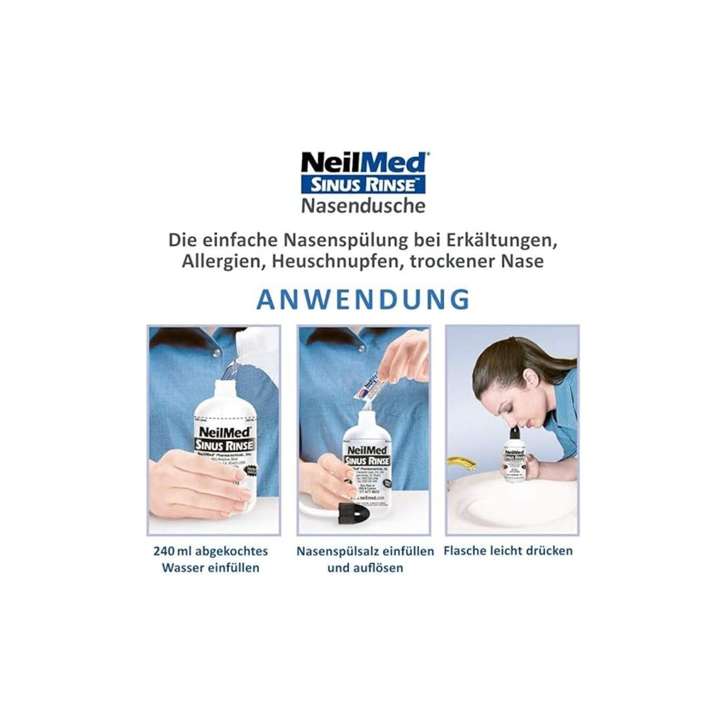 Buy now NeilMed Sinus Rinse Starter Kit with 5 Premixed Saline Packets - Large Volume Low Pressure Saline Nasal Irrigation & moisturizing Complete System at indiglob india