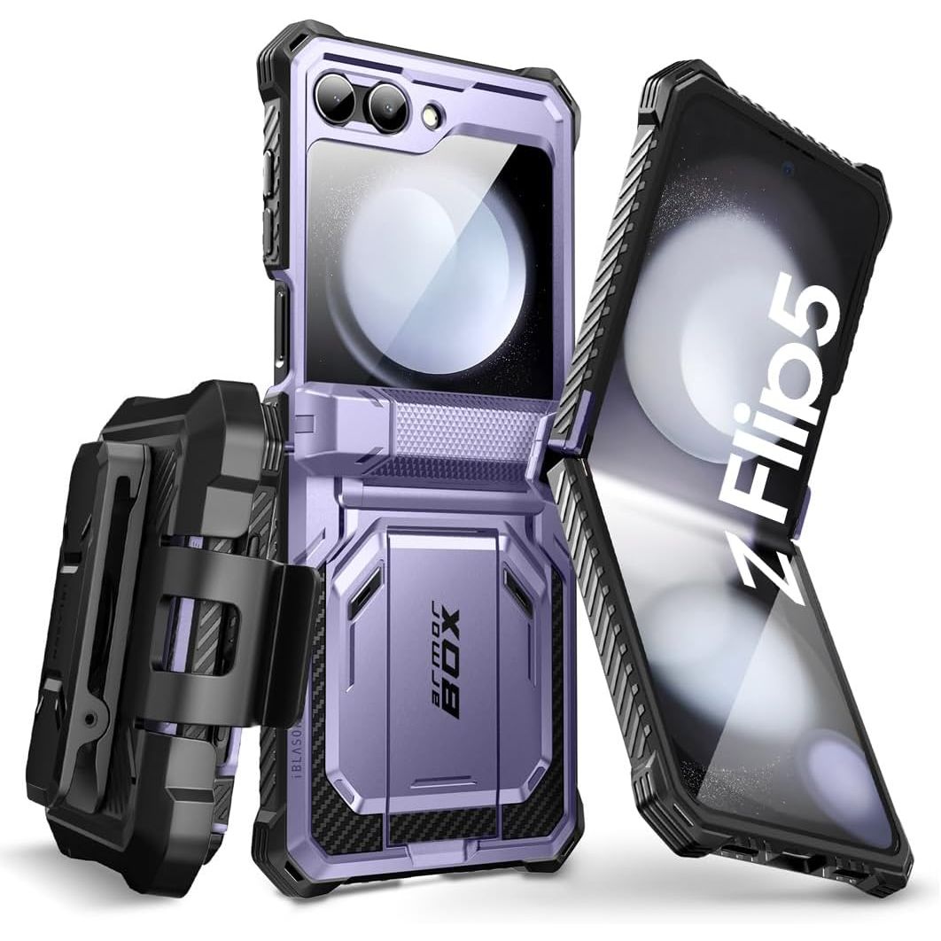 Buy now i-Blason for Samsung Galaxy Z Flip 5 Case with Stand, [Built-in Screen Protector] [Hinge Protection], Full-Body Protection Magnetic Phone Case for Galaxy Z Flip 5, Black Mauve at indiglob india