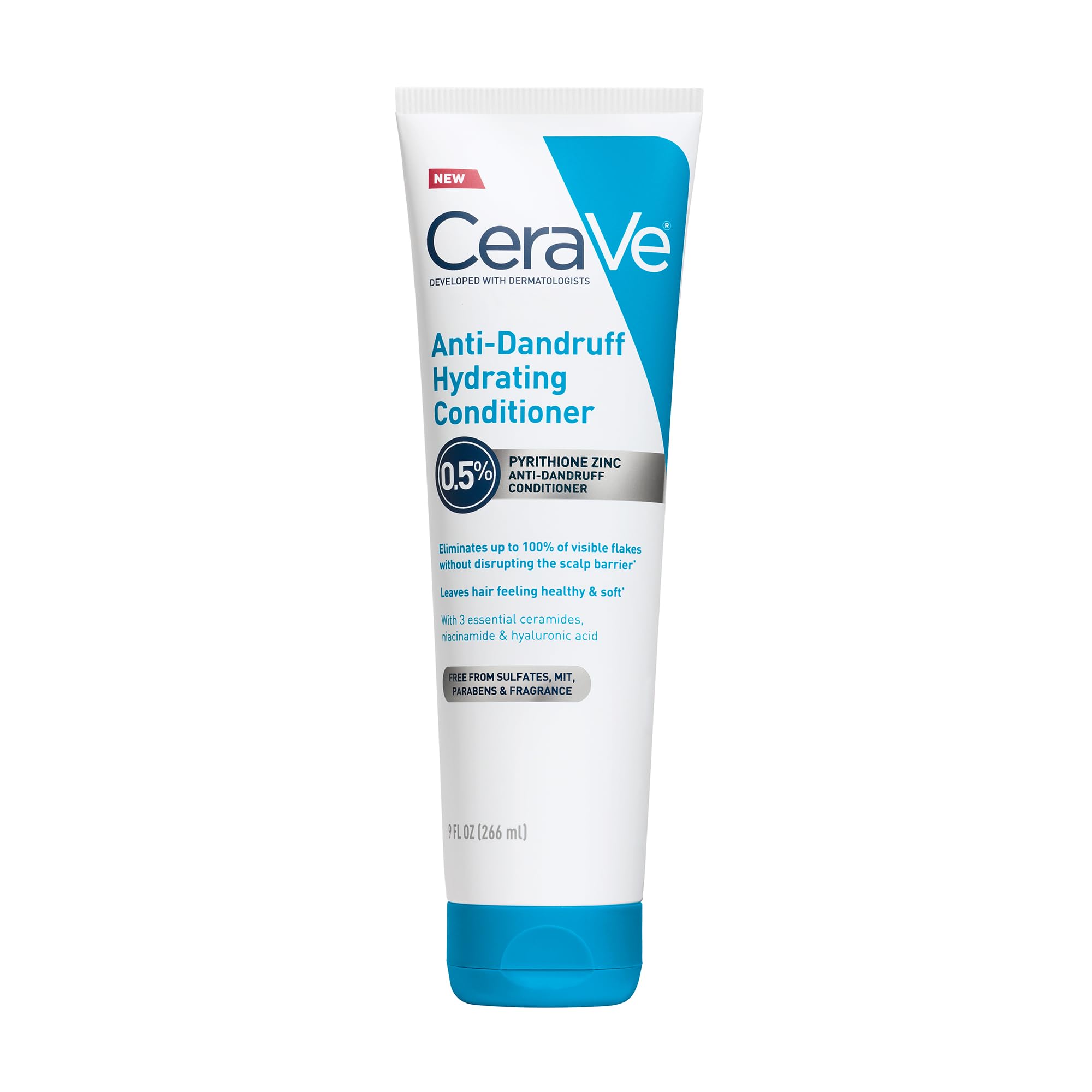 CeraVe Hydrating Anti Dandruff Conditioner with Hyaluronic Acid, 9oz | 0.5% Pyrithione Zinc Dandruff Treatment with Niacinamide That Helps Eliminate Flakes and Reduce Itchy Scalp, Sulfate-Free