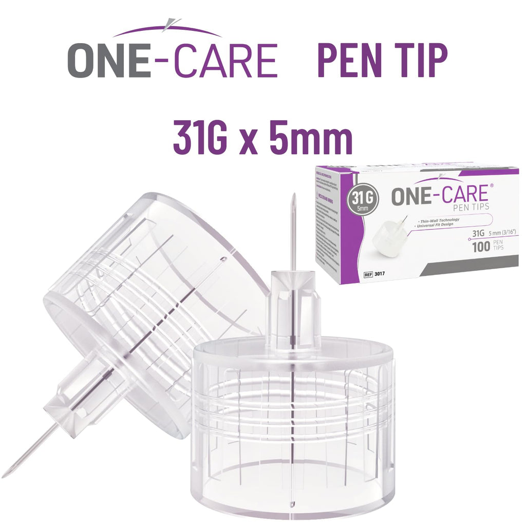 ONE-CARE Pen Tips, 31G x 5mm, Ultra-Fine, Twist-On Design, 100 Count