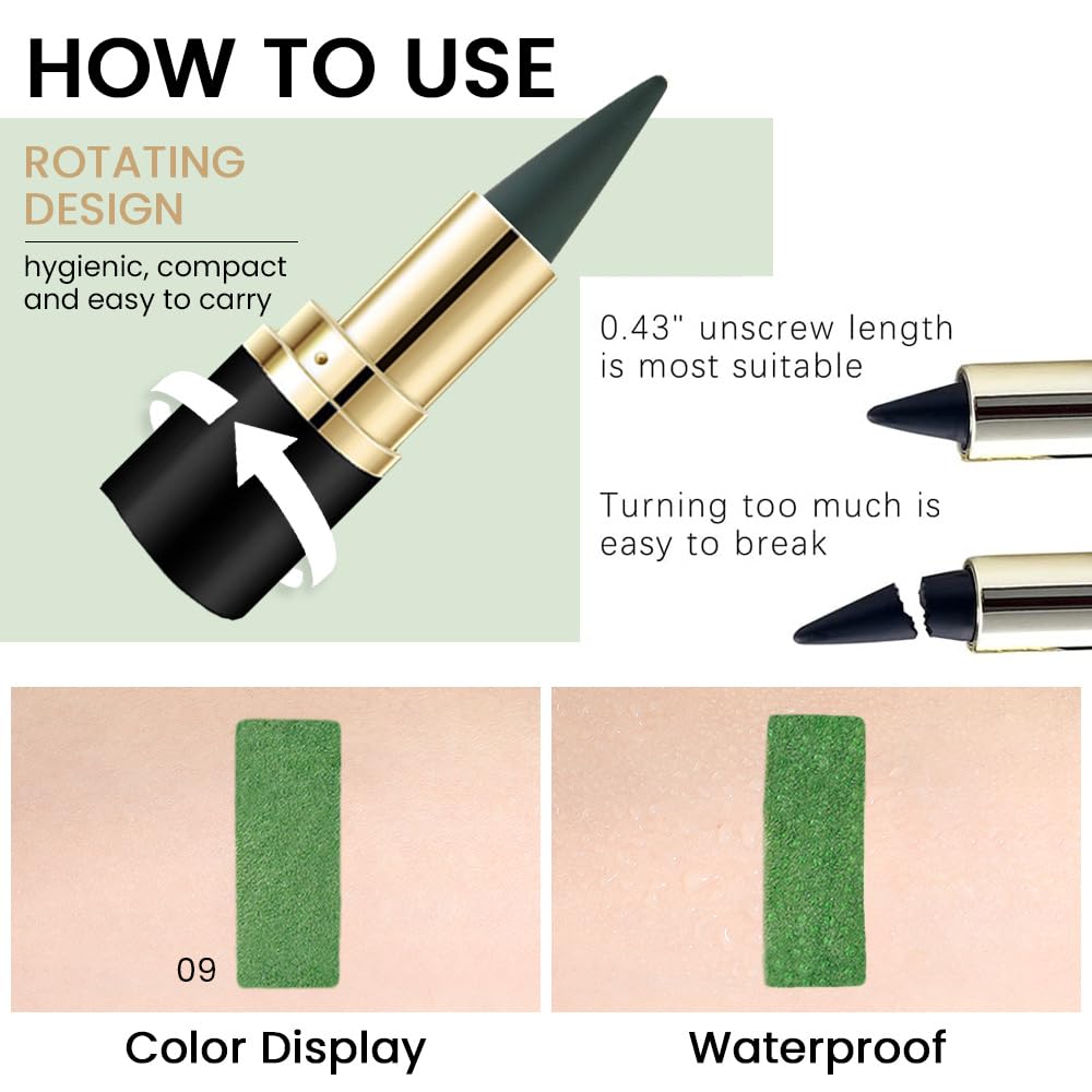 Premium imported 2pcs gel eyeliner pencils with rotating design for easy use and waterproof formula. Ideal for precise application.
