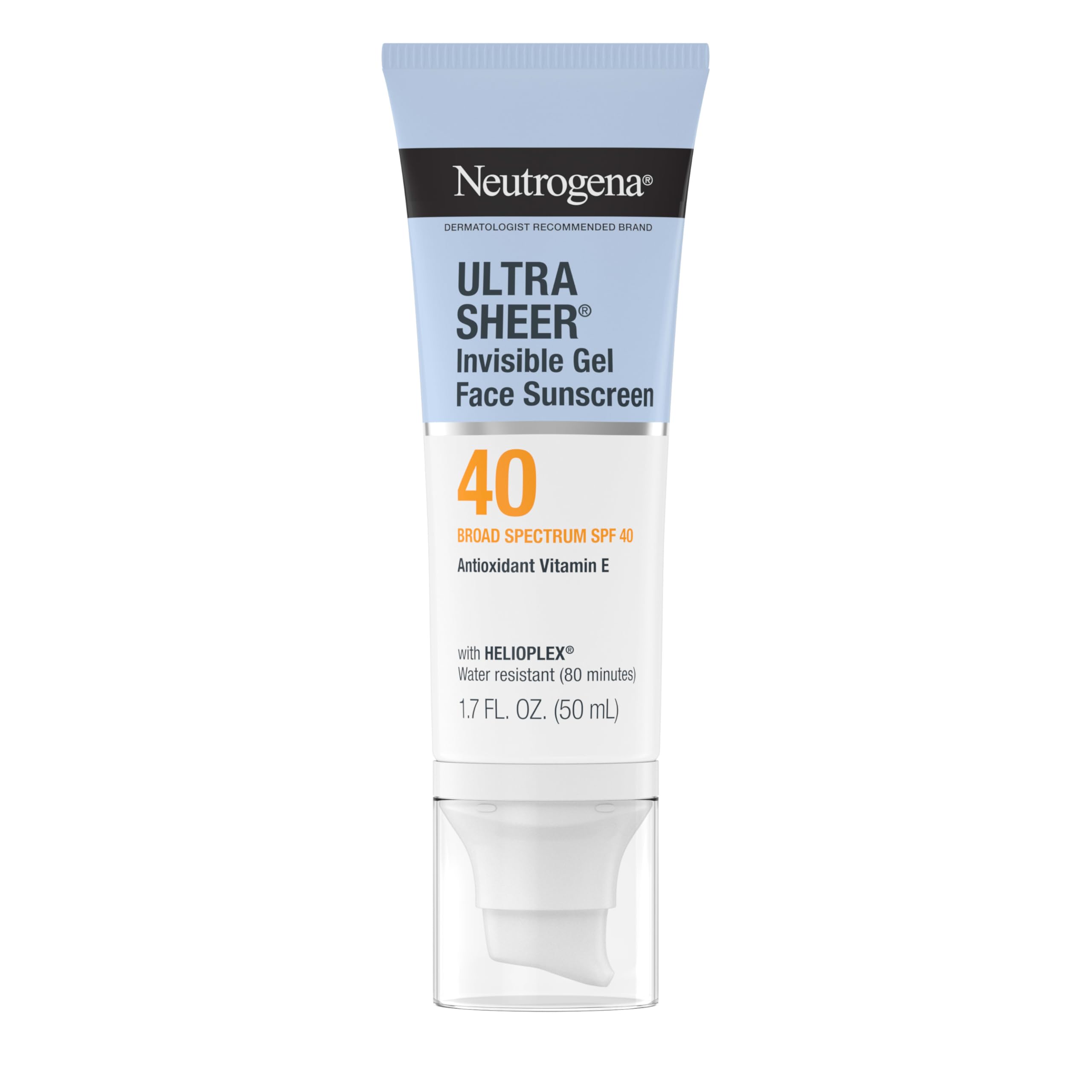 Buy now Neutrogena Ultra Sheer Invisible Gel Face Sunscreen SPF 40, Facial Sunscreen & Moisturizer, Vitamin E, Matte Finish, Makeup Primer, Travel Size, 80 Minutes Water-Resistant, 1.7 oz at indiglob india