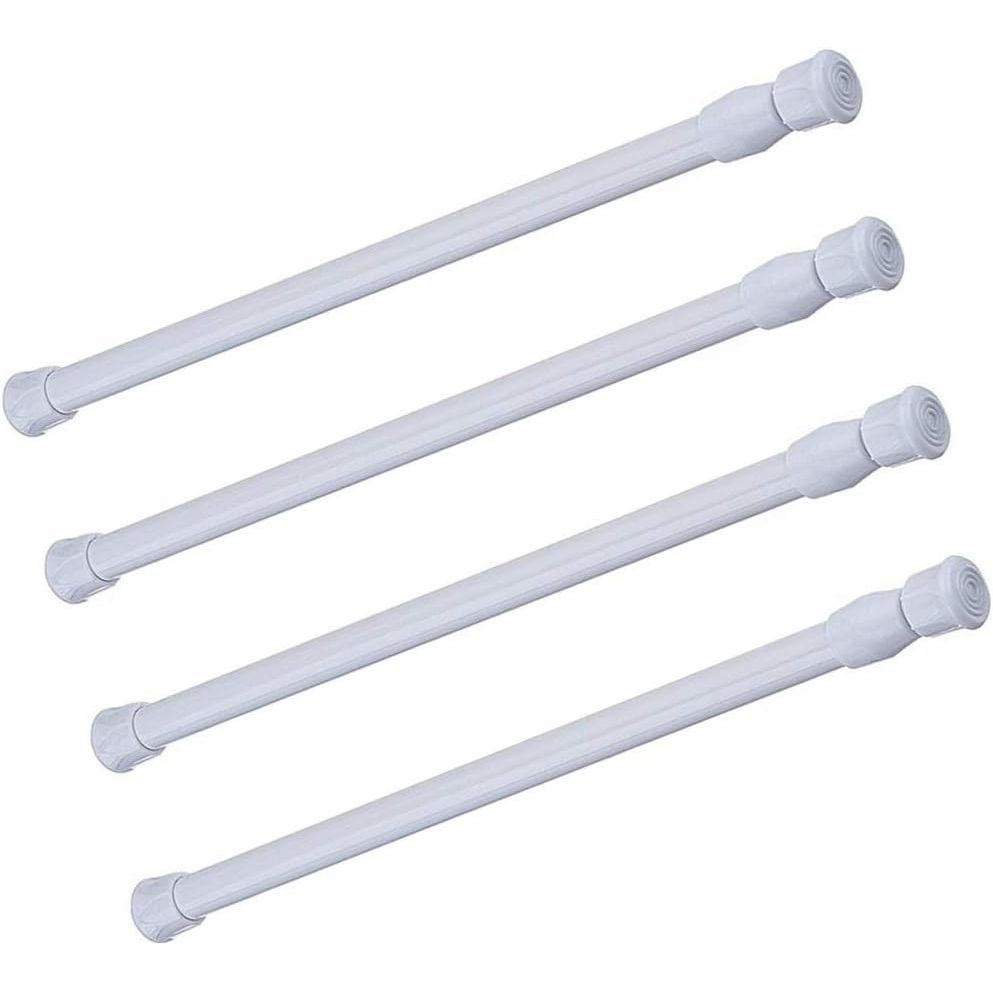 Buy now Tension Rods, 4 Pack 15.7-28 Inches Adjustable Spring Steel Cupboard Bars Tension Curtain Rod Shower Rod Extendable Width 23.6-43.3 White at indiglob india
