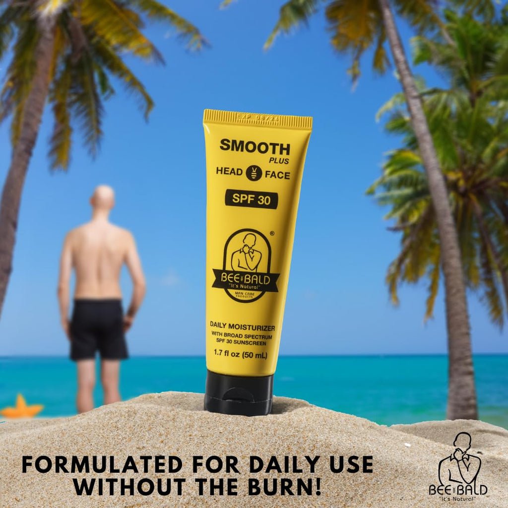 Bee Bald SMOOTH+ Head & Face Sunscreen SPF 30, Scalp Moisturizer, 1.7 fl oz | Hydrates, Shields, and Moisturizes Skin. Blocks Harmful UVA/UVB Sun Rays with SPF 30 on Head or Face. Perfect Daily Defense.