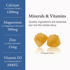Calcium 1200 mg with Vitamin D3 Gummies, Calcium Citrate Supplements for Women & Men with Magnesium, Zinc, Vitamin D3 & K2, Potassium, Chews for Bone Strength & Muscle Support, Sugar Free, Vegan