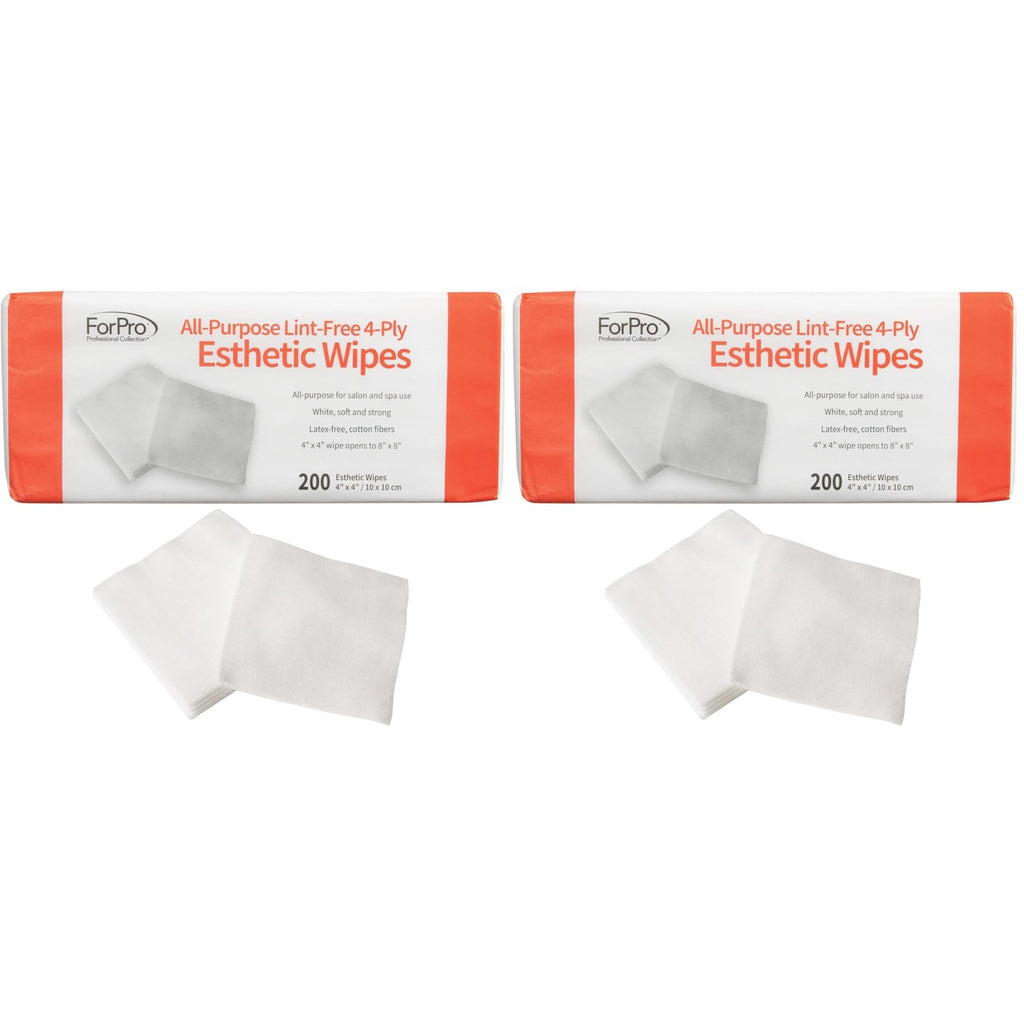 ForPro Professional Collection All-Purpose Lint-Free 4-Ply Esthetic Wipes, Non-Woven, For Salon and Spa Use, Soft, Strong and Durable, Latex-Free, 4" x 4", 200-Count