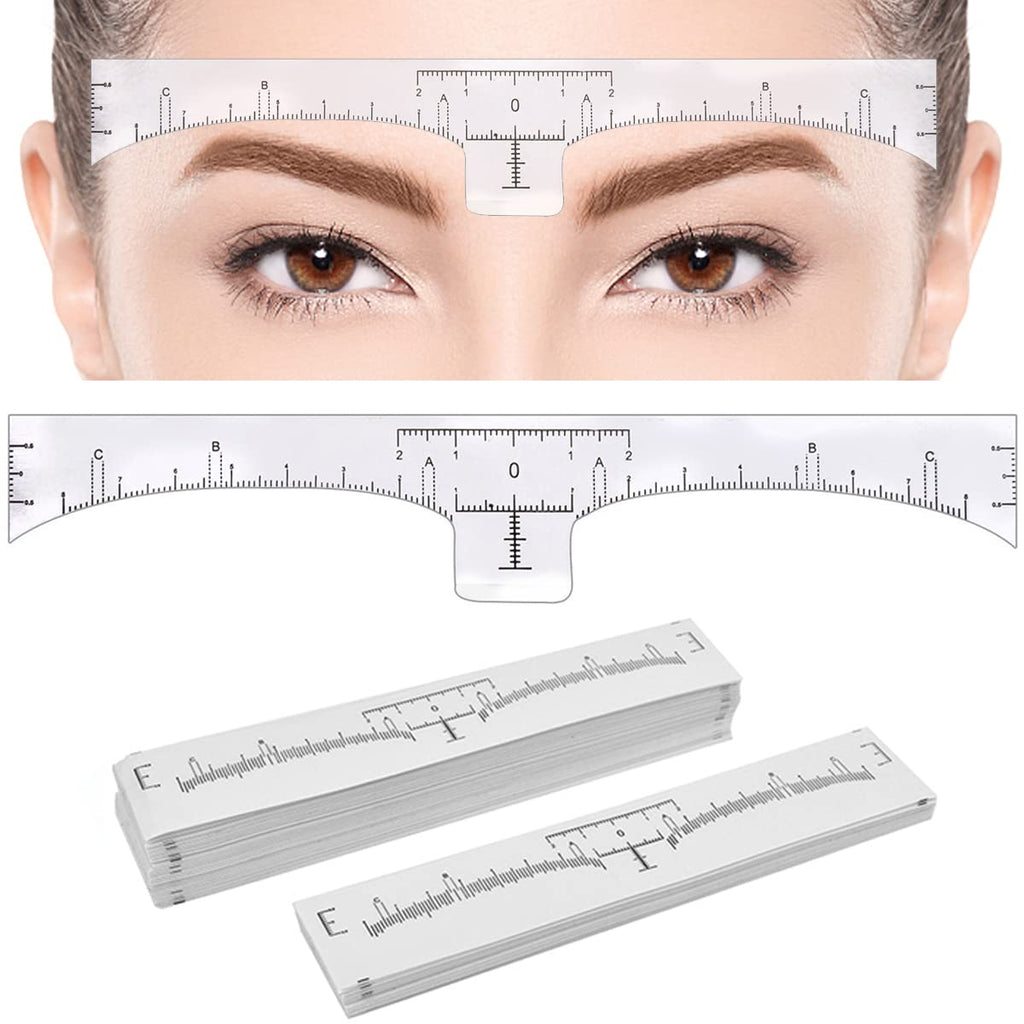 KINGMAS 100 Pack Eyebrow Ruler, Disposable Brow Ruler Microblading Stencil