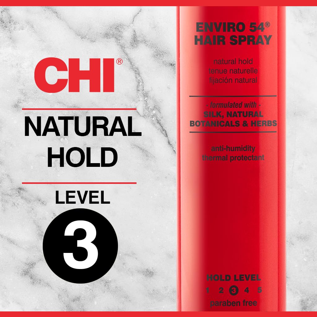 CHI Enviro 54 Hairspray, Natural Hold, Lightweight Spray to Finish & Secure A Variety of Hairstyles, Sulfate & Paraben-Free, 10 Oz
