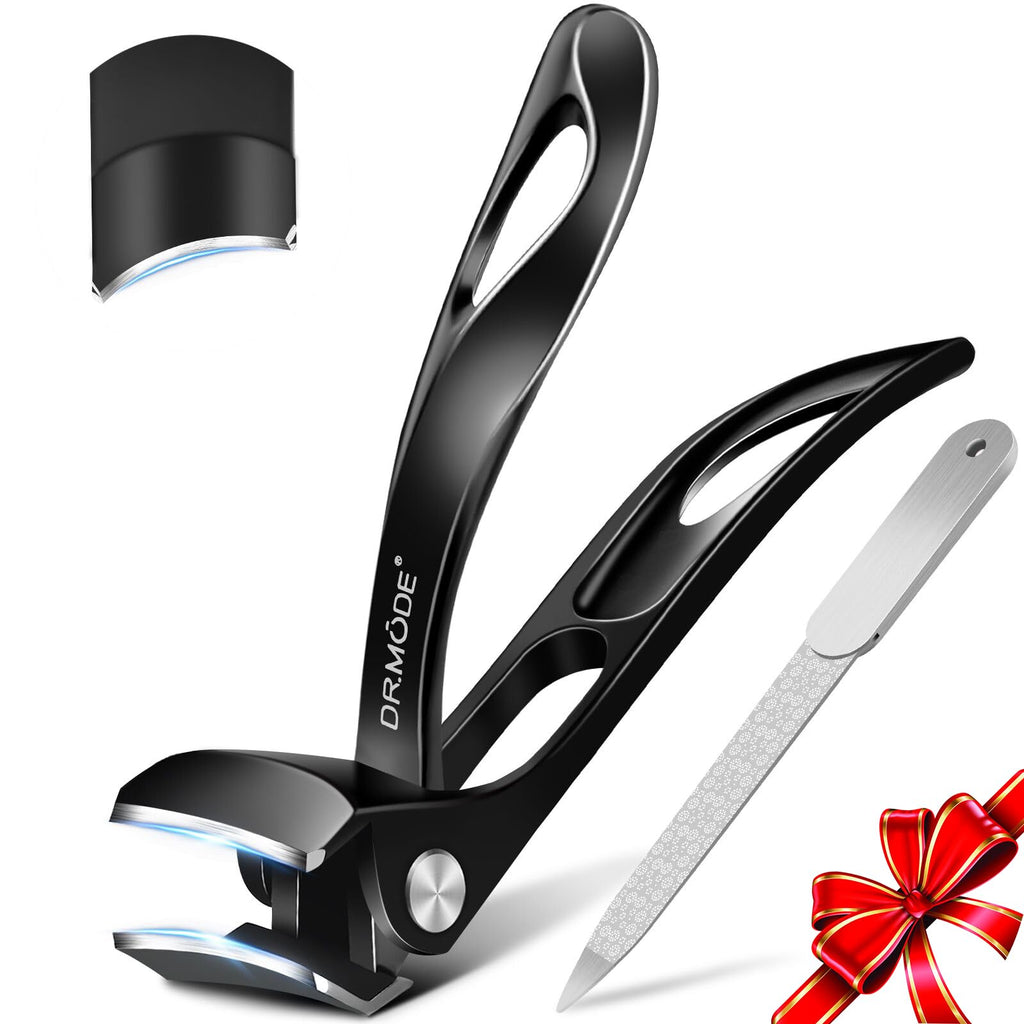 DRMODE Nail Clippers for Thick Nails Angled Head | Toenail Clippers for Thick Toenails Wide Jaw Opening, Sharp Toe Nail Clipper Cutter for Men with Catcher,Large,Heavy Duty