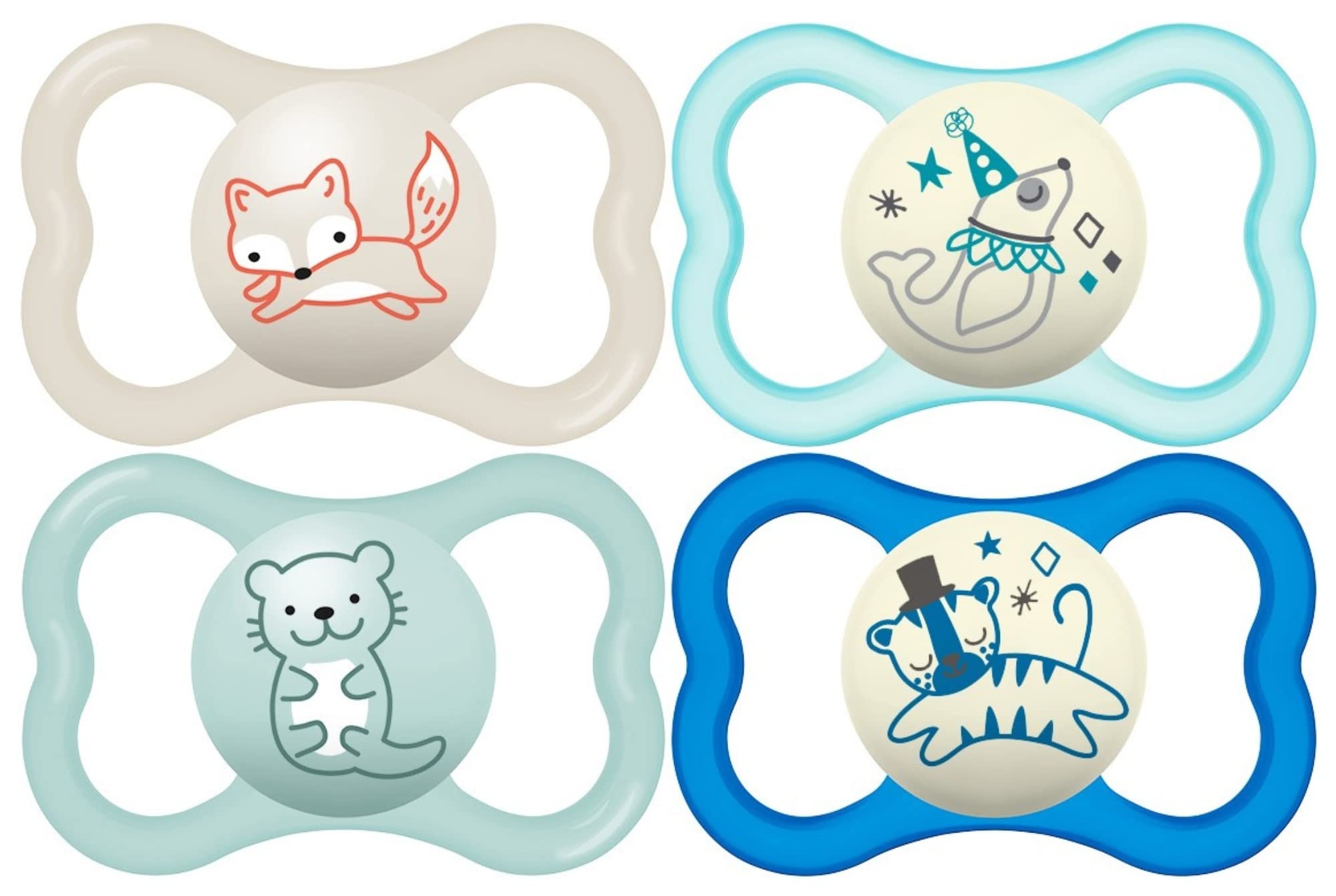 Buy now MAM Air Pacifier for Babies 6-16 Months, Extra Air Flow for Sensitive Skin, Glows in The Dark, Developed with Medical Experts, BPA-Free Skin Soft Silicone, 2 Count, with Sterilizer Case at indiglob india