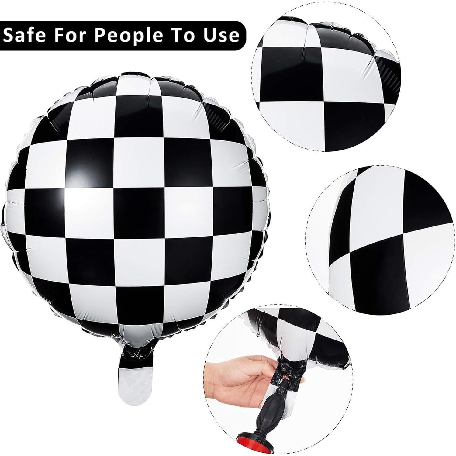 Buy now Checkerboard Balloon Aluminum Foil Black White Checkered Balloon for Racing Themed Party Decoration Supply, 18 Inches(12) at indiglob india