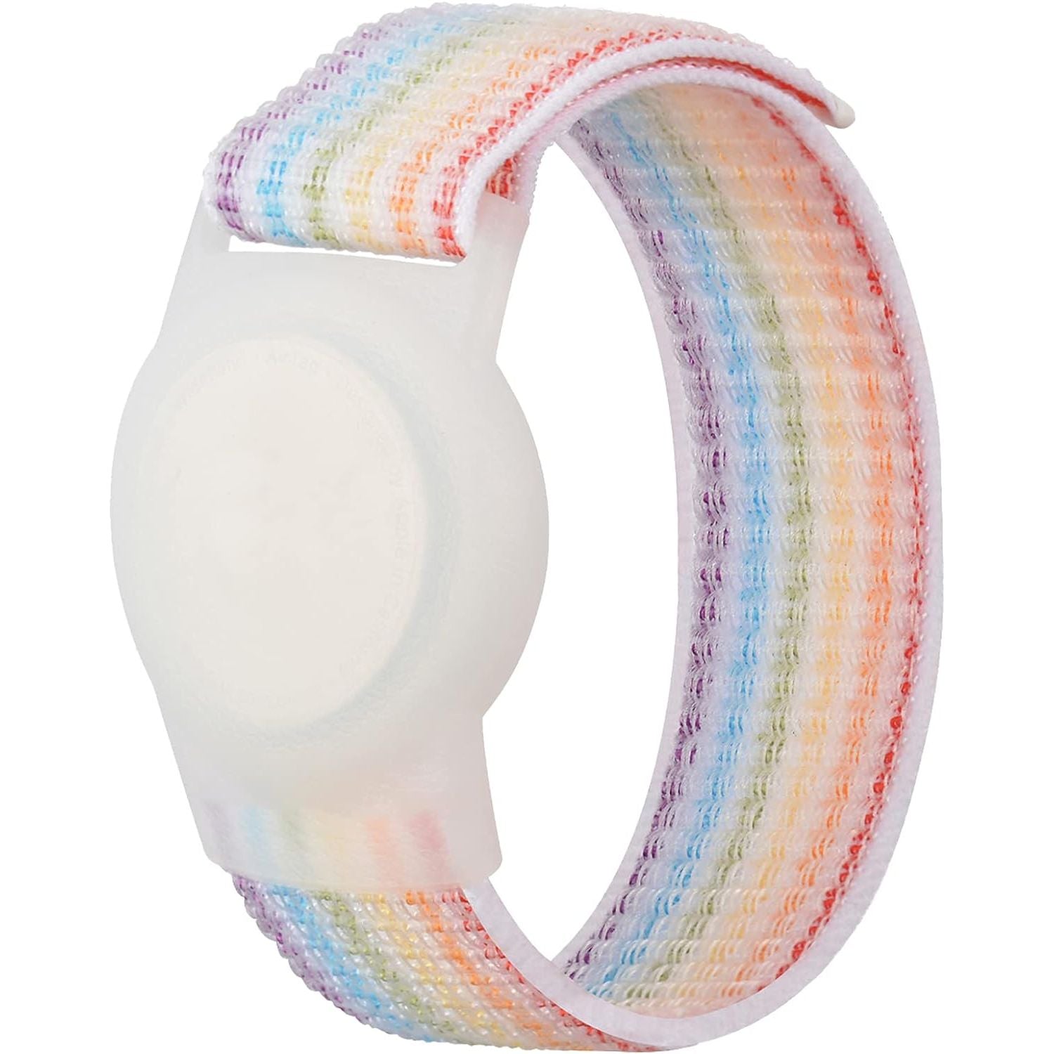 Buy now Kids Wristband Compatible with Apple AirTag, Protective Case for Air Tag GPS Tracker Holder with Nylon Bracelet, Adjustable Anti Lost Watch Band for Toddler Child Elder(Rainbow A) Rainbow A at indiglob india