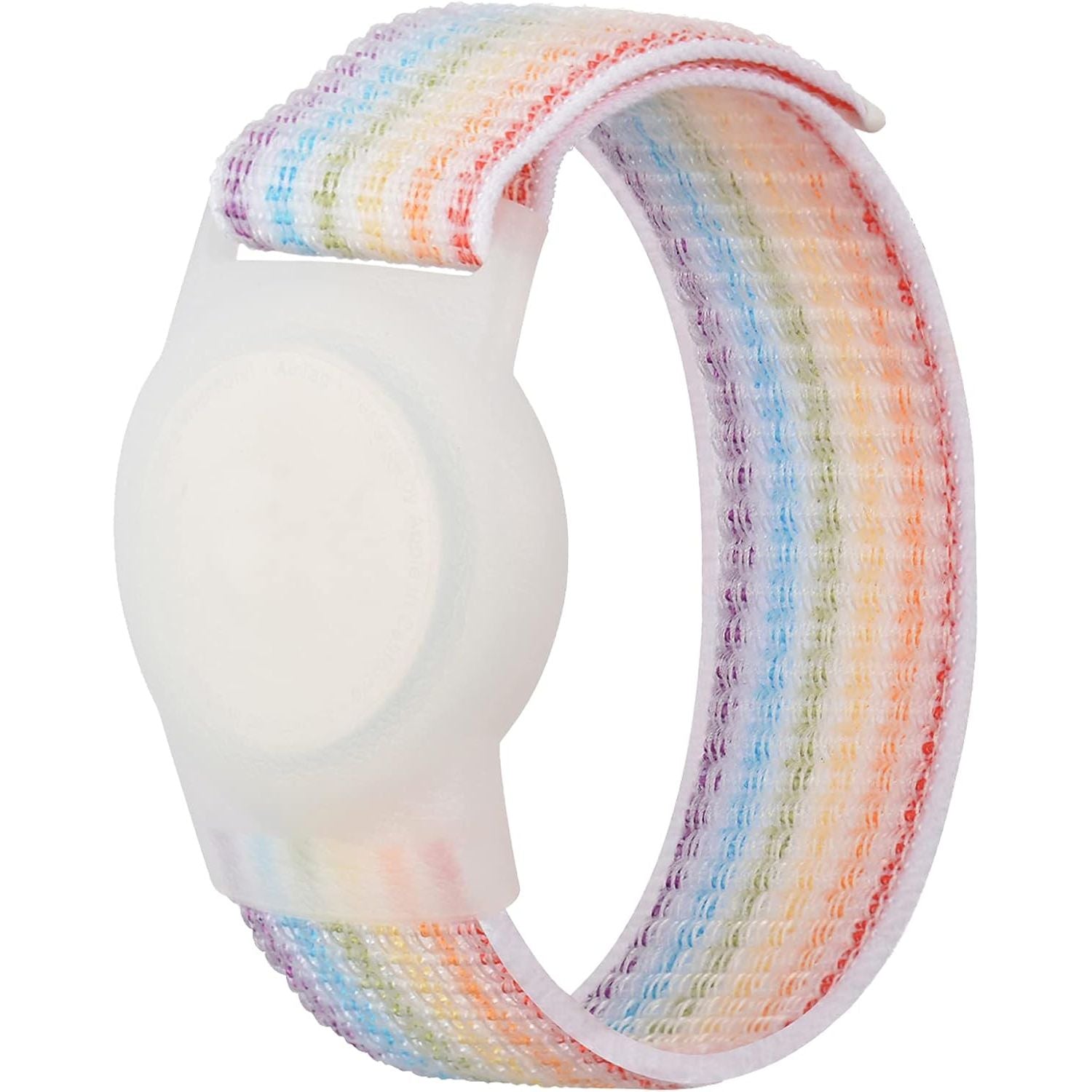 Buy now Kids Wristband Compatible with Apple AirTag, Protective Case for Air Tag GPS Tracker Holder with Nylon Bracelet, Adjustable Anti Lost Watch Band for Toddler Child Elder(Rainbow A) at indiglob india