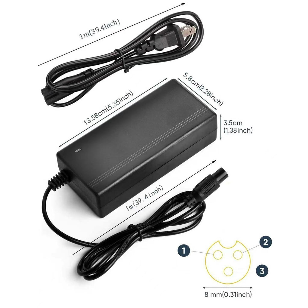 42V Replacement Charger 3-Prong, 42V 2A Electric Scooter Charger-36V Power Adapter for Jetson, Hover-1, Swagtron, Hoover, Razor, Gotrax