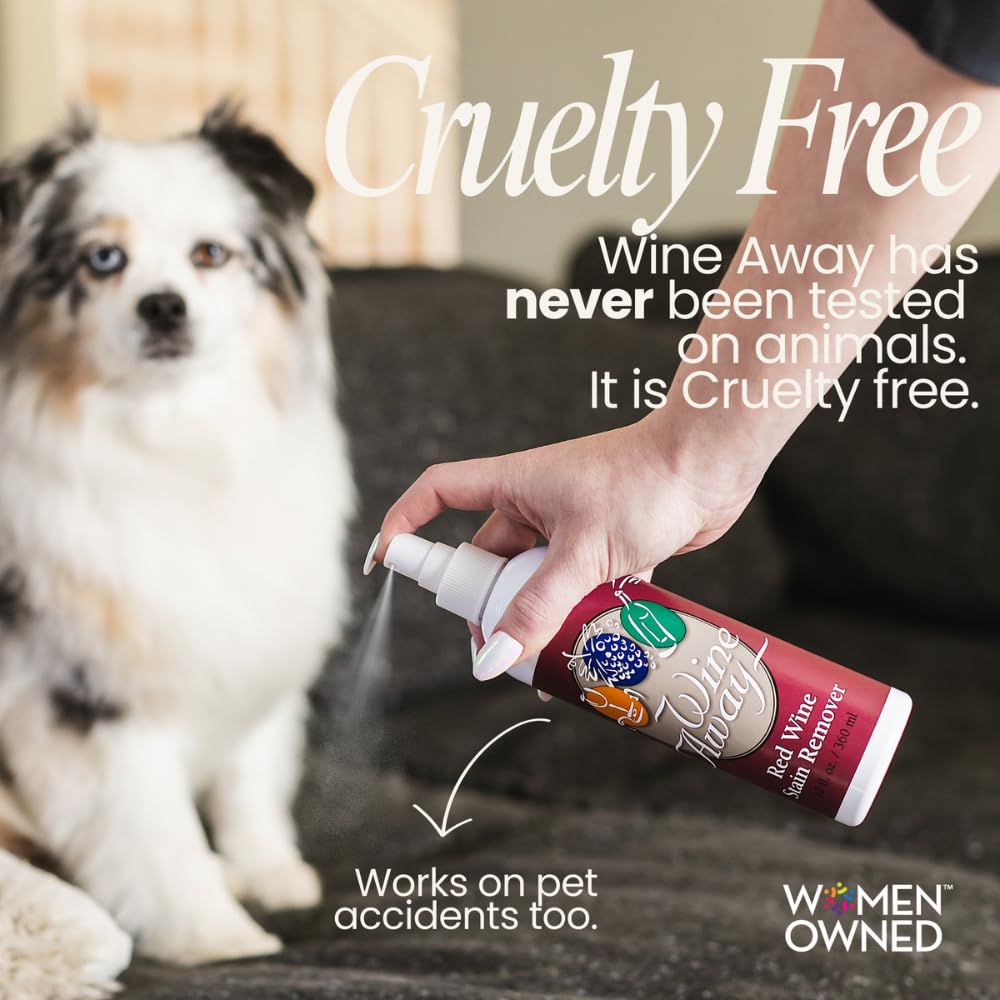 Wine Away Red Wine Stain Remover Spray Bundle, Fabric, Upholstery & Carpet Cleaner Solution, Removes Wine Spots & Laundry Stains, Fast-Acting Spot Treatment, 12oz Home & 2oz Travel Size