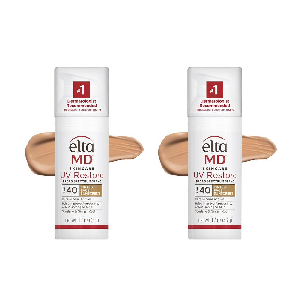 EltaMD UV Restore 100% Mineral Face Sunscreen For Mature Skin, SPF 40 | For Adults with Visible Sun Damage, Fine Lines, or Age Spots, Zinc Oxide Formula, Lightweight, Restores Skin Moisture