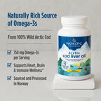 Nordic Naturals Arctic Cod Liver Oil with EPA & DHA, Lemon - 90 Softgels | 750mg Total Omega-3s per serving. Heart & brain health, immunity support. Overall Wellness. Non-GMO. 30 servings. 2 per day.