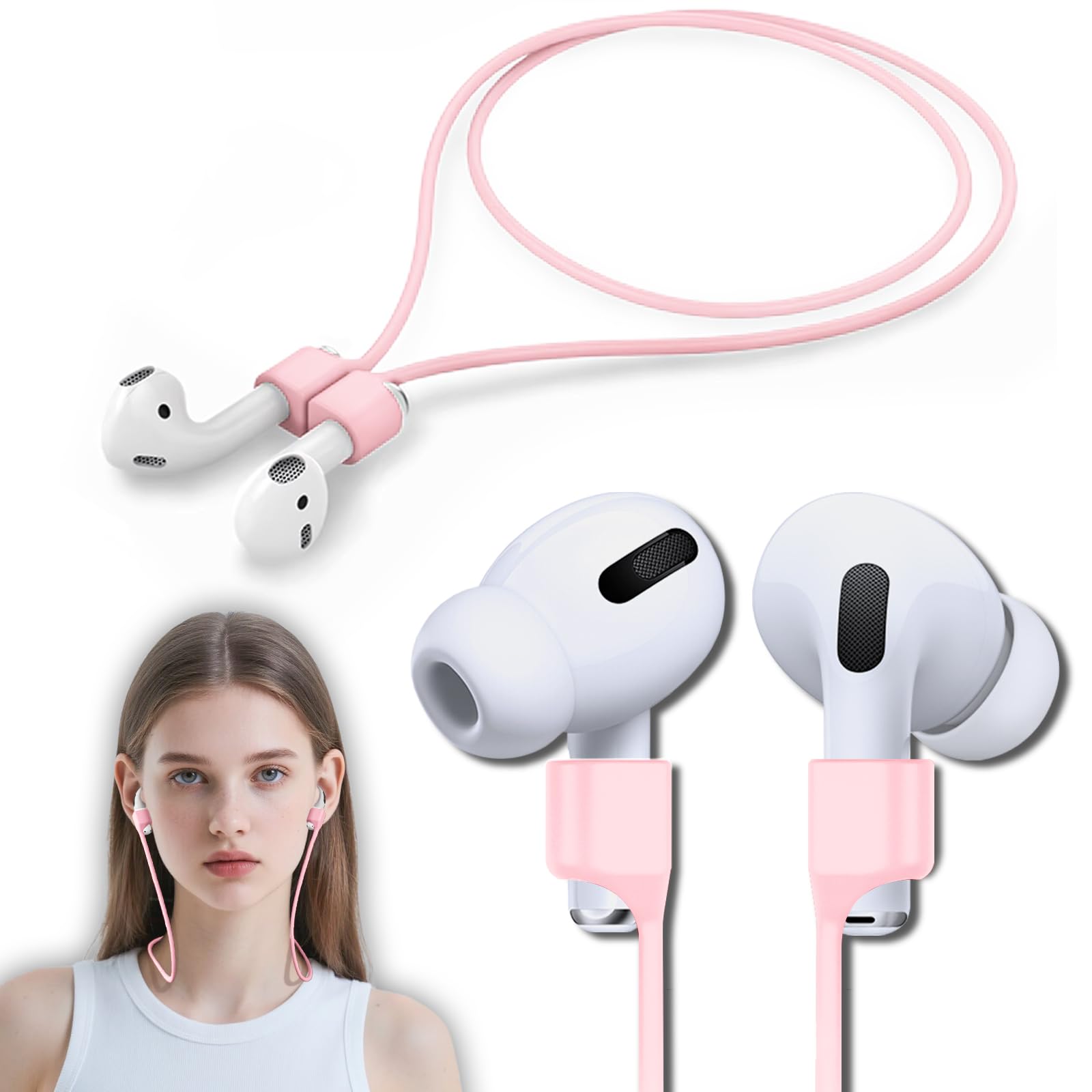 Buy now 5 Pack Ultra Strong Magnetic AirPods Pro Straps, Anti-Lost Neck Cord for AirPods Pro 3 2025,AirPods 4th, AirPods Pro 2nd/1st, AirPod 3rd, AirPod 2nd/1st - 5 Pcs Silicone Sports Lanyard and 2 Ear Hook B3-pink at indiglob india