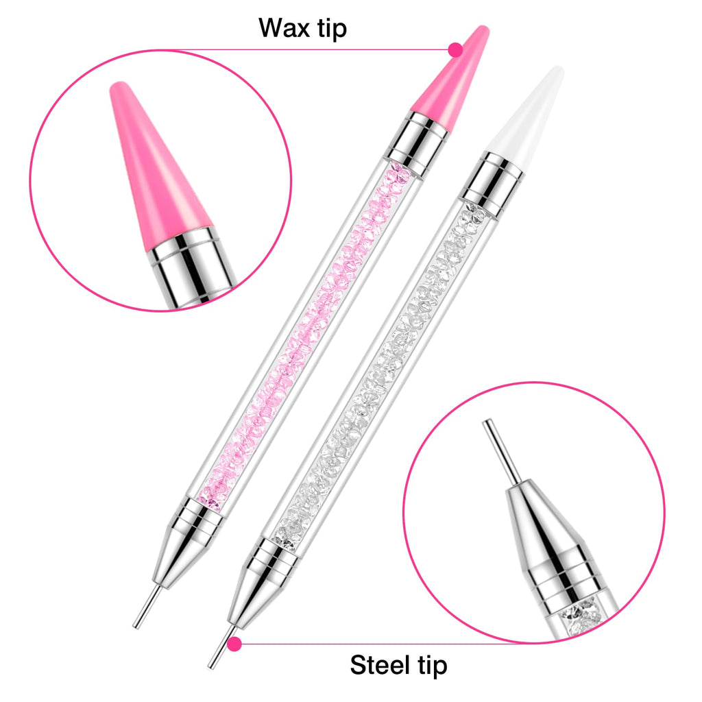 Rhinestone Picker Tool, 2 Bedazzling Pen, 6 Extra Wax Tips&Tweezer | 16Pcs Bedazzling Tools, Diamond Painting Dotting Pen with Precision Tweezer, Nail Art DIY Kit