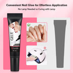 CurvLife 10g Semi Solid Nail Glue for Press Ons with 15ml Nail Glue Remover | No UV/LED Lamp Needed, Gap-Filling Air-Dry Nail Tips Glue Gel For Press on nails and Non-Acetone Gentle Remover